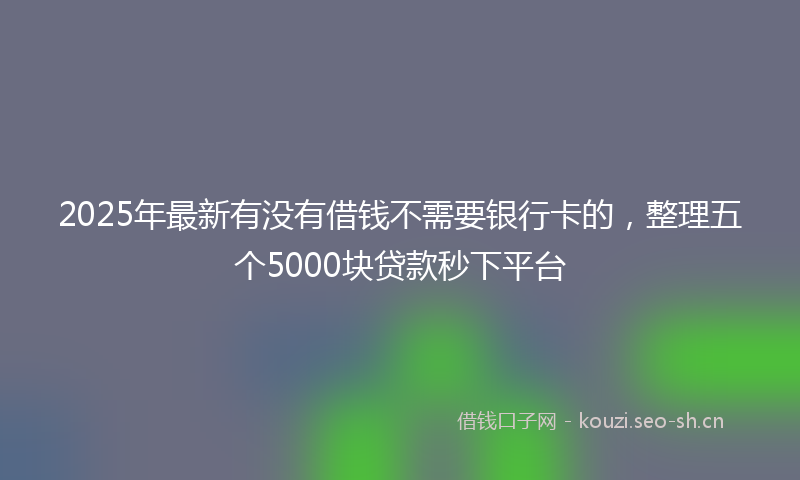 2025年最新有没有借钱不需要银行卡的，整理五个5000块贷款秒下平台