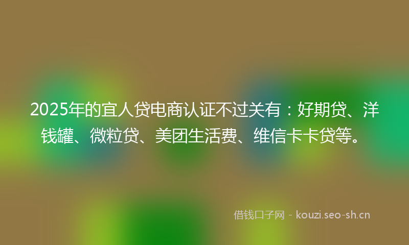 2025年的宜人贷电商认证不过关有：好期贷、洋钱罐、微粒贷、美团生活费、维信卡卡贷等。