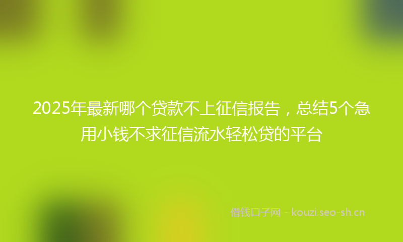 2025年最新哪个贷款不上征信报告，总结5个急用小钱不求征信流水轻松贷的平台
