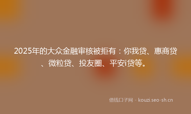 2025年的大众金融审核被拒有：你我贷、惠商贷、微粒贷、投友圈、平安i贷等。