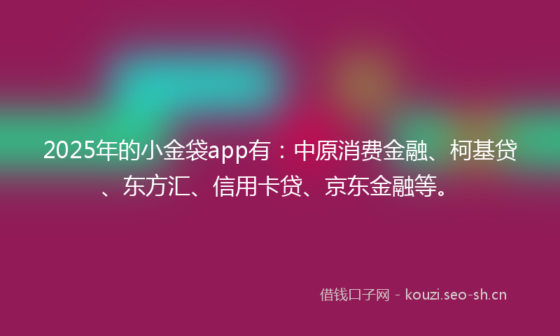 2025年的小金袋app有：中原消费金融、柯基贷、东方汇、信用卡贷、京东金融等。