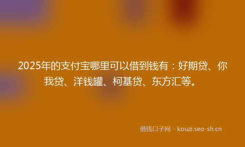 2025年的支付宝哪里可以借到钱有：好期贷、你我贷、洋钱罐、柯基贷、东方汇等。