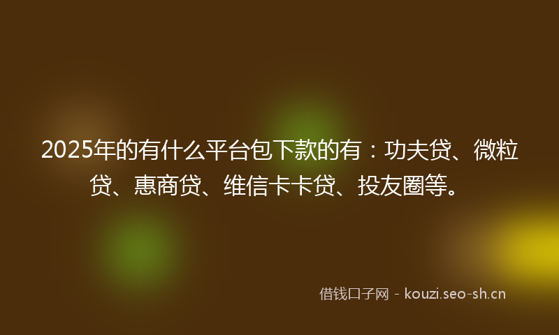 2025年的有什么平台包下款的有：功夫贷、微粒贷、惠商贷、维信卡卡贷、投友圈等。