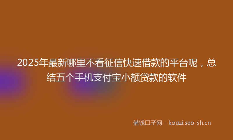 2025年最新哪里不看征信快速借款的平台呢，总结五个手机支付宝小额贷款的软件