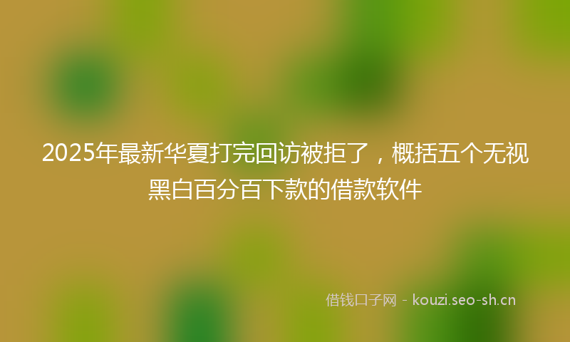 2025年最新华夏打完回访被拒了，概括五个无视黑白百分百下款的借款软件