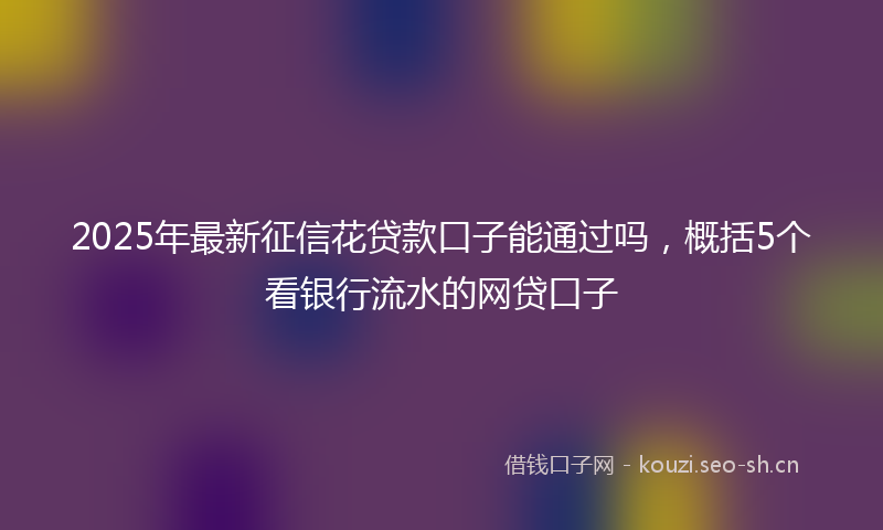 2025年最新征信花贷款口子能通过吗，概括5个看银行流水的网贷口子