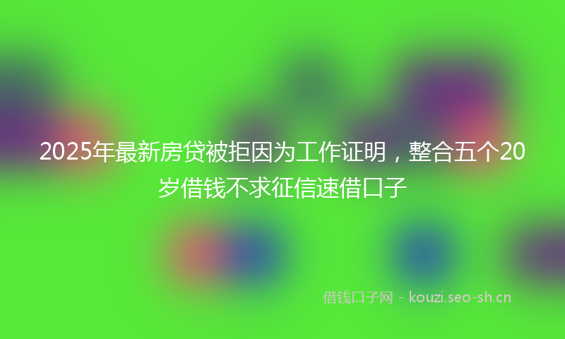 2025年最新房贷被拒因为工作证明，整合五个20岁借钱不求征信速借口子