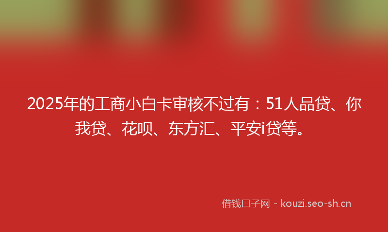 2025年的工商小白卡审核不过有：51人品贷、你我贷、花呗、东方汇、平安i贷等。
