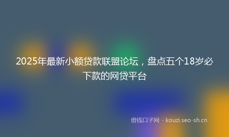 2025年最新小额贷款联盟论坛，盘点五个18岁必下款的网贷平台