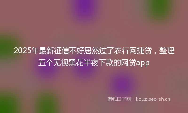 2025年最新征信不好居然过了农行网捷贷，整理五个无视黑花半夜下款的网贷app