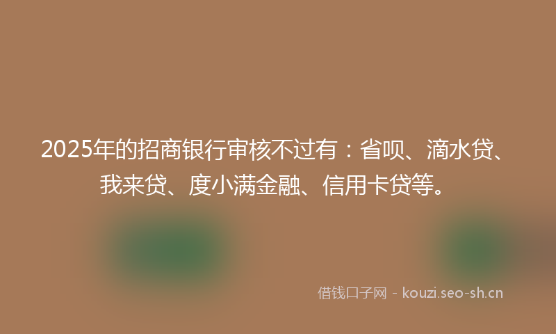2025年的招商银行审核不过有：省呗、滴水贷、我来贷、度小满金融、信用卡贷等。