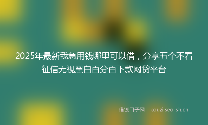 2025年最新我急用钱哪里可以借，分享五个不看征信无视黑白百分百下款网贷平台