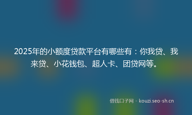 2025年的小额度贷款平台有哪些有：你我贷、我来贷、小花钱包、超人卡、团贷网等。