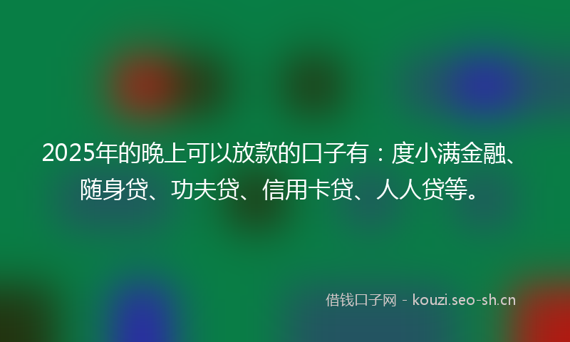 2025年的晚上可以放款的口子有：度小满金融、随身贷、功夫贷、信用卡贷、人人贷等。