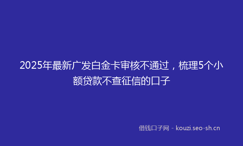 2025年最新广发白金卡审核不通过,梳理5个小额贷款不查征信的口子