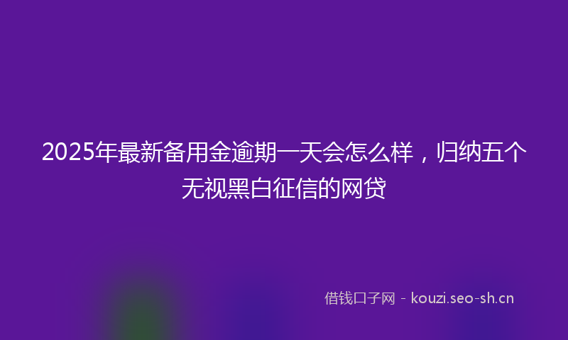 2025年最新备用金逾期一天会怎么样，归纳五个无视黑白征信的网贷