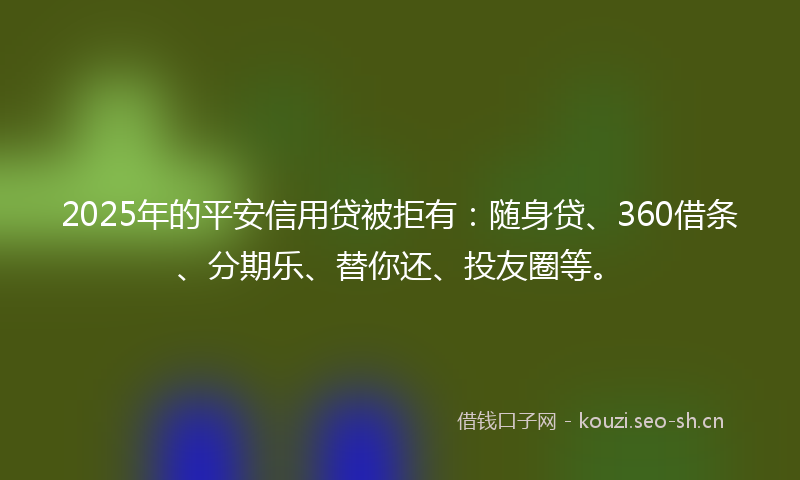 2025年的平安信用贷被拒有：随身贷、360借条、分期乐、替你还、投友圈等。