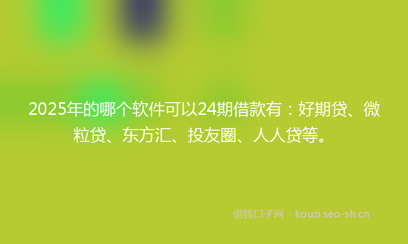 2025年的哪个软件可以24期借款有：好期贷、微粒贷、东方汇、投友圈、人人贷等。