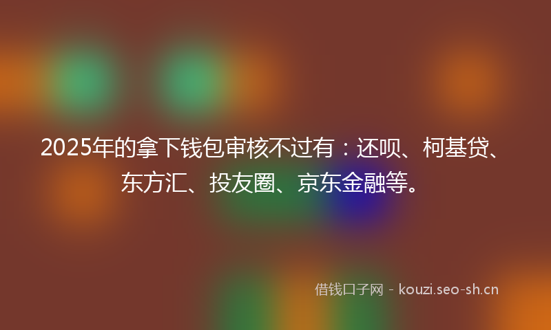 2025年的拿下钱包审核不过有：还呗、柯基贷、东方汇、投友圈、京东金融等。