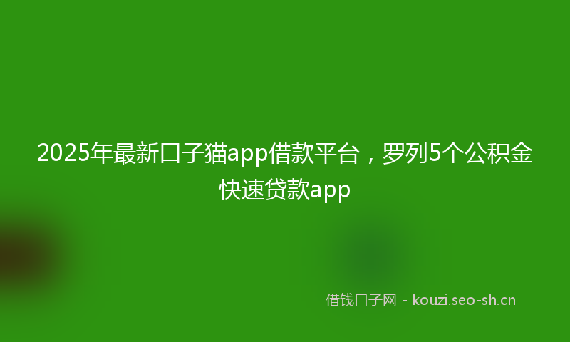 2025年最新口子猫app借款平台，罗列5个公积金快速贷款app