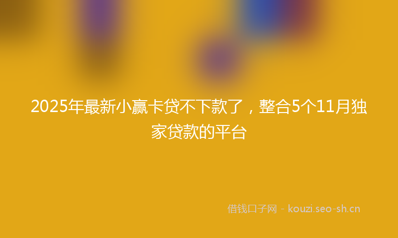 2025年最新小赢卡贷不下款了，整合5个11月独家贷款的平台