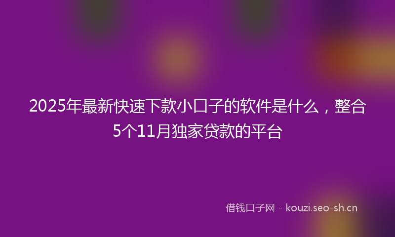 2025年最新快速下款小口子的软件是什么，整合5个11月独家贷款的平台