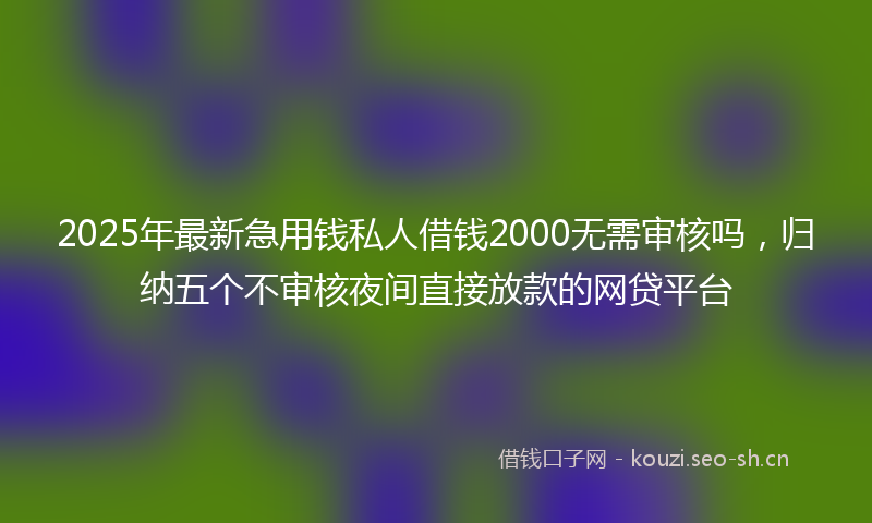 2025年最新急用钱私人借钱2000无需审核吗，归纳五个不审核夜间直接放款的网贷平台
