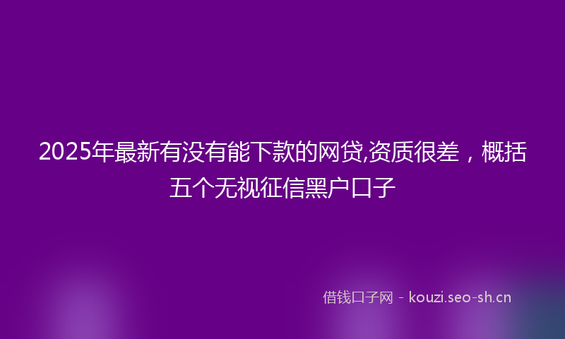 2025年最新有没有能下款的网贷,资质很差，概括五个无视征信黑户口子