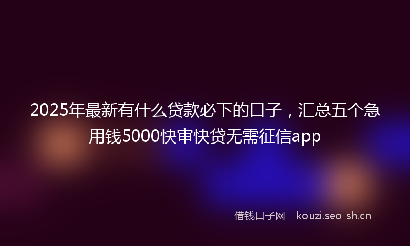 2025年最新有什么贷款必下的口子，汇总五个急用钱5000快审快贷无需征信app