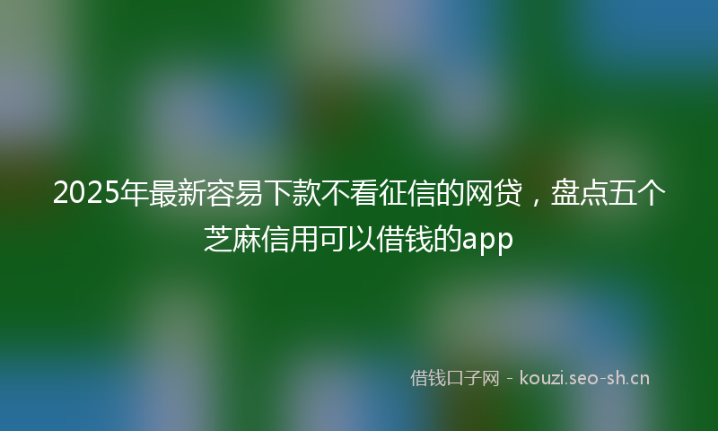 2025年最新容易下款不看征信的网贷,盘点五个芝麻信用可以借钱的app