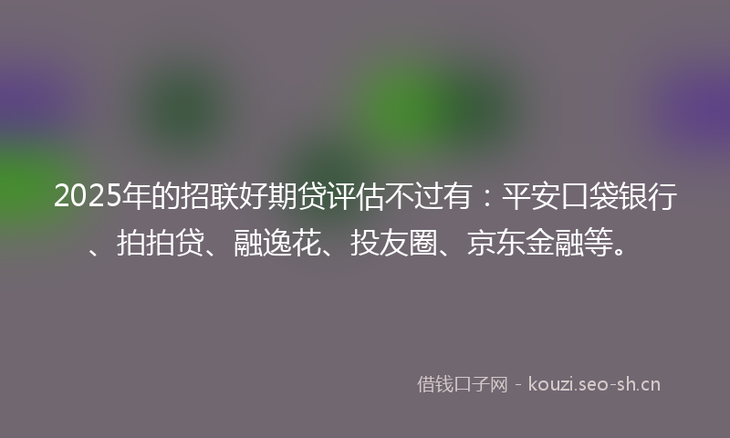 2025年的招联好期贷评估不过有：平安口袋银行、拍拍贷、融逸花、投友圈、京东金融等。