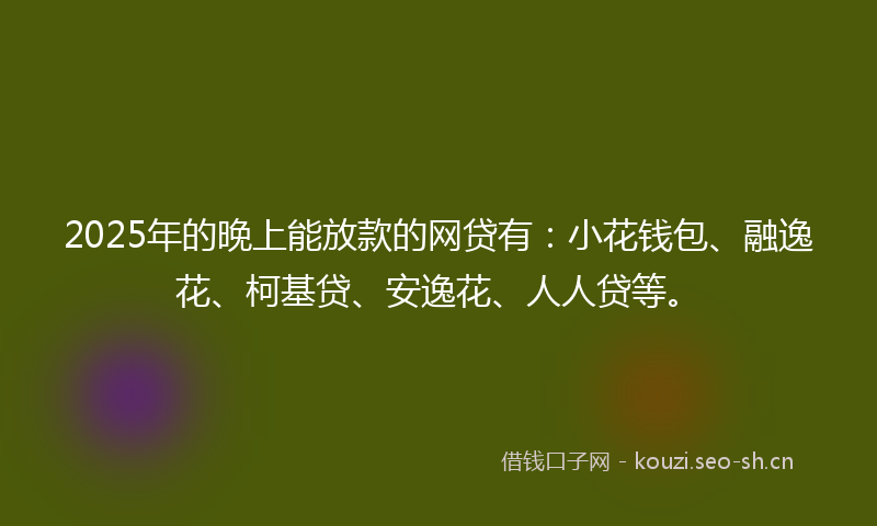 2025年的晚上能放款的网贷有：小花钱包、融逸花、柯基贷、安逸花、人人贷等。