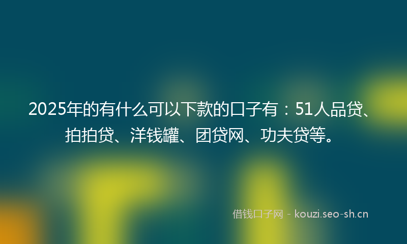 2025年的有什么可以下款的口子有：51人品贷、拍拍贷、洋钱罐、团贷网、功夫贷等。