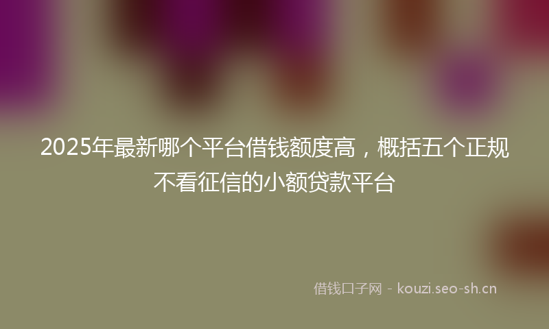 2025年最新哪个平台借钱额度高，概括五个正规不看征信的小额贷款平台