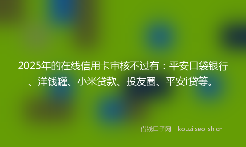 2025年的在线信用卡审核不过有：平安口袋银行、洋钱罐、小米贷款、投友圈、平安i贷等。