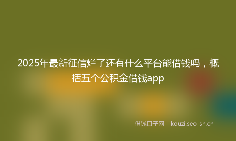 2025年最新征信烂了还有什么平台能借钱吗，概括五个公积金借钱app