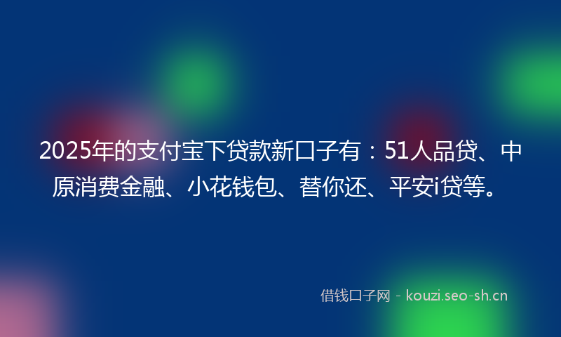 2025年的支付宝下贷款新口子有：51人品贷、中原消费金融、小花钱包、替你还、平安i贷等。