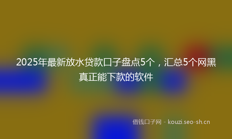 2025年最新放水贷款口子盘点5个，汇总5个网黑真正能下款的软件