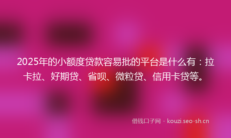 2025年的小额度贷款容易批的平台是什么有：拉卡拉、好期贷、省呗、微粒贷、信用卡贷等。
