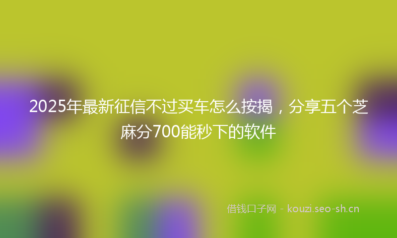 2025年最新征信不过买车怎么按揭，分享五个芝麻分700能秒下的软件