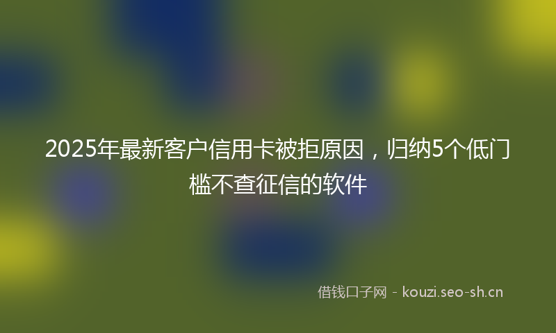 2025年最新客户信用卡被拒原因，归纳5个低门槛不查征信的软件