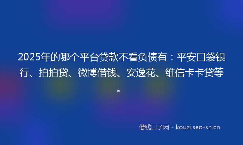 2025年的哪个平台贷款不看负债有：平安口袋银行、拍拍贷、微博借钱、安逸花、维信卡卡贷等。