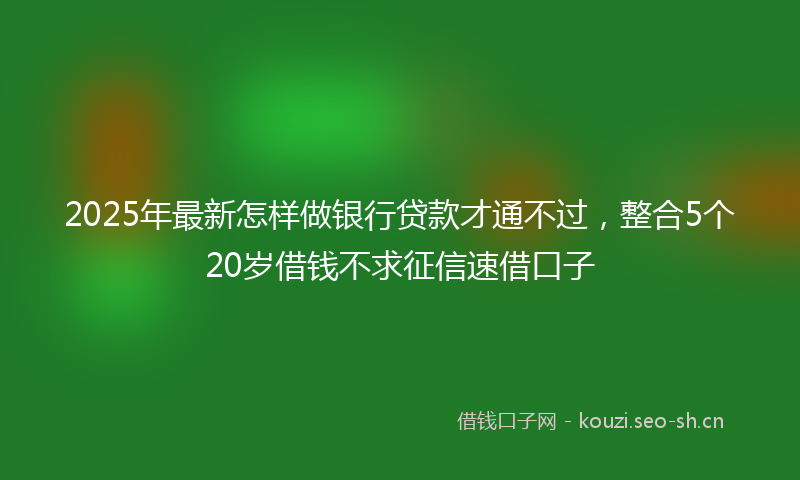 2025年最新怎样做银行贷款才通不过，整合5个20岁借钱不求征信速借口子