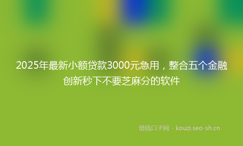 2025年最新小额贷款3000元急用，整合五个金融创新秒下不要芝麻分的软件