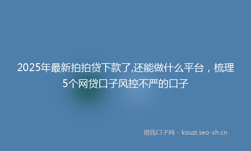 2025年最新拍拍贷下款了,还能做什么平台，梳理5个网贷口子风控不严的口子