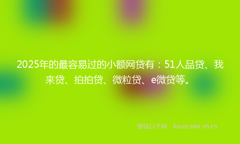 2025年的最容易过的小额网贷有：51人品贷、我来贷、拍拍贷、微粒贷、e微贷等。