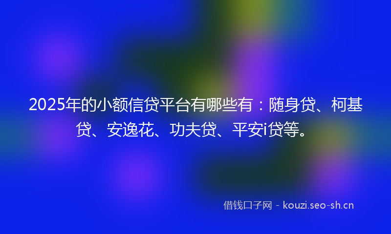 2025年的小额信贷平台有哪些有：随身贷、柯基贷、安逸花、功夫贷、平安i贷等。
