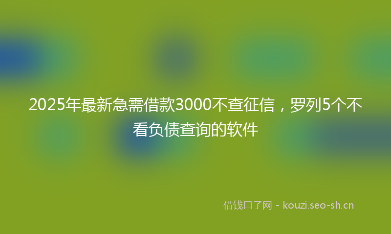 2025年最新急需借款3000不查征信，罗列5个不看负债查询的软件