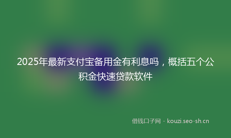 2025年最新支付宝备用金有利息吗，概括五个公积金快速贷款软件