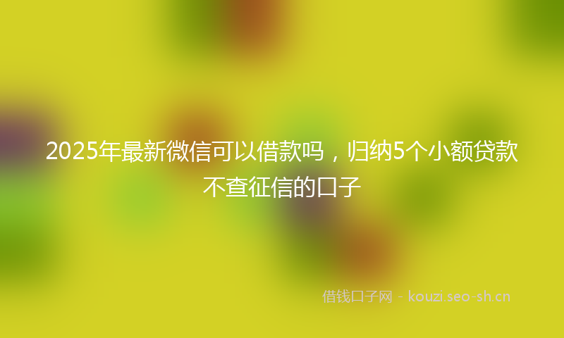 2025年最新微信可以借款吗，归纳5个小额贷款不查征信的口子